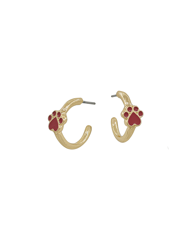 Mini Paw Epoxy Accent 15mm Hoop Earring