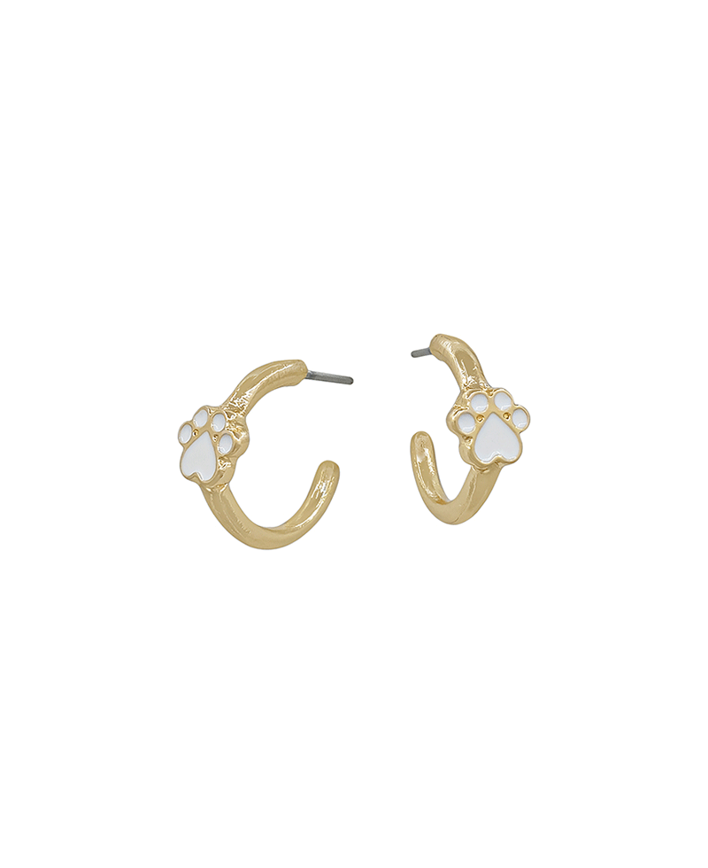 Mini Paw Epoxy Accent 15mm Hoop Earring