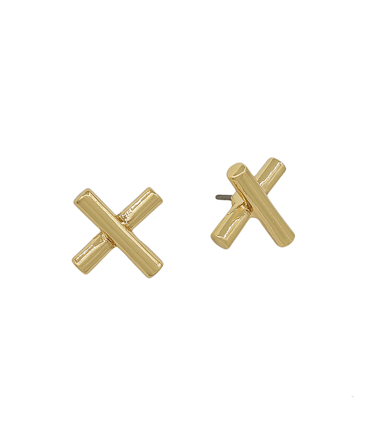 15mm Metal Crossed Stud Earring