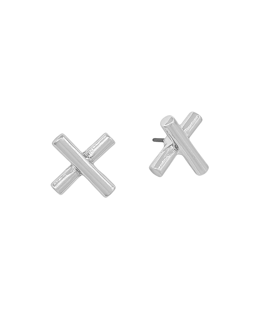 15mm Metal Crossed Stud Earring