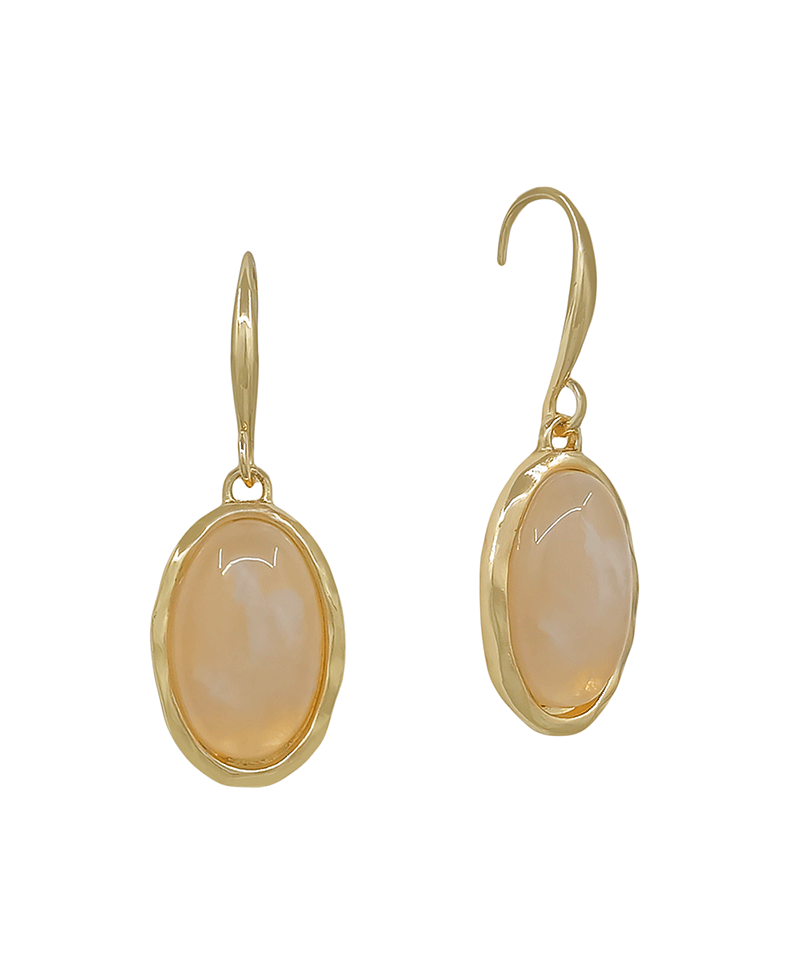 Oval Shape Stone Earring - 1.2"
