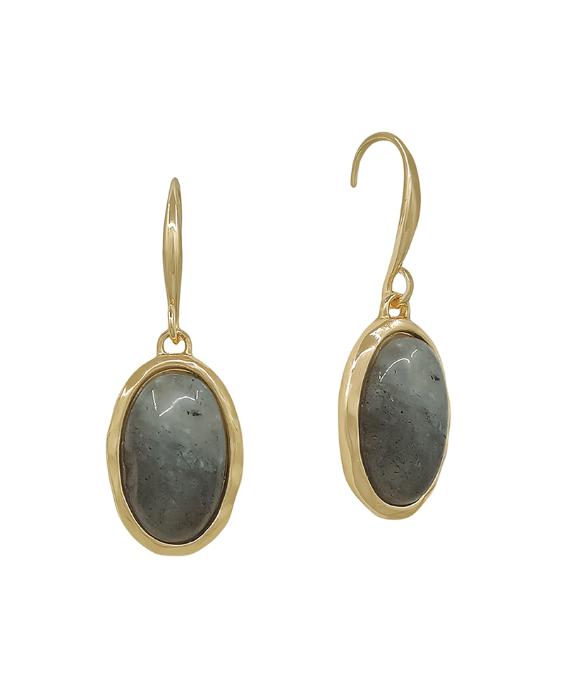 Oval Shape Stone Earring - 1.2"