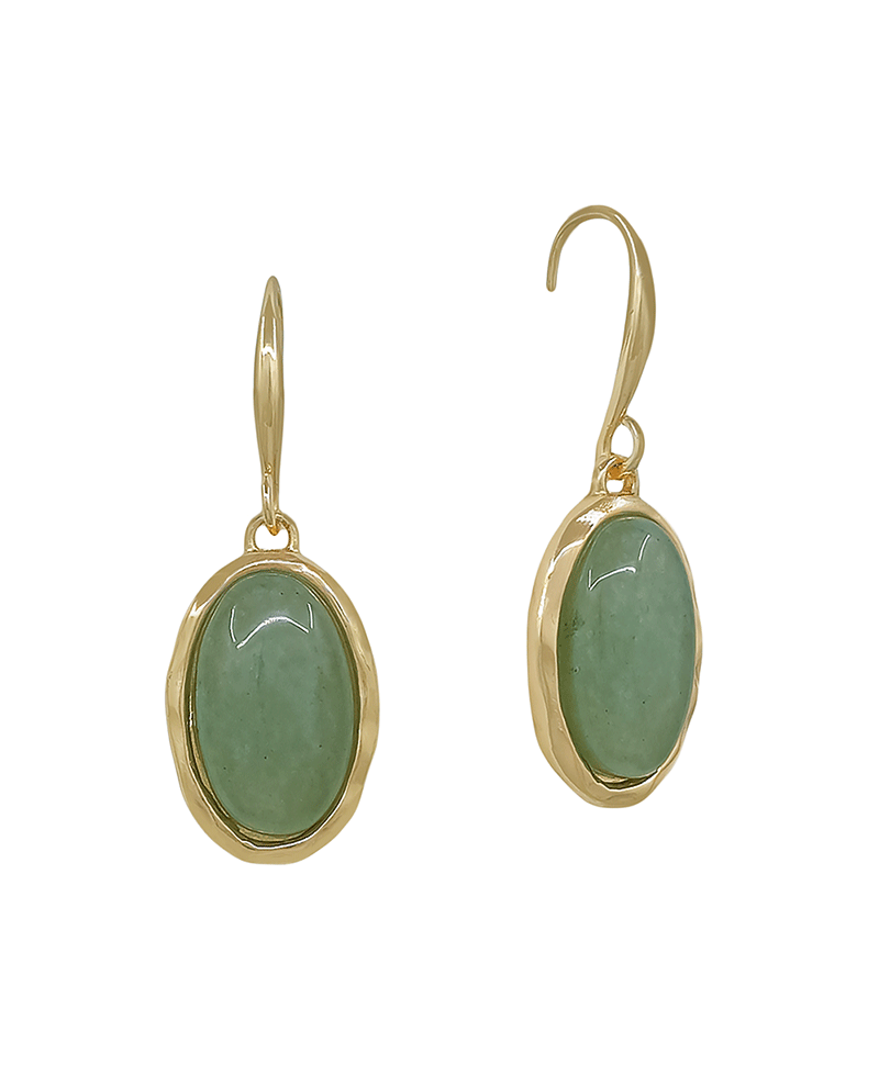 Oval Shape Stone Earring - 1.2"