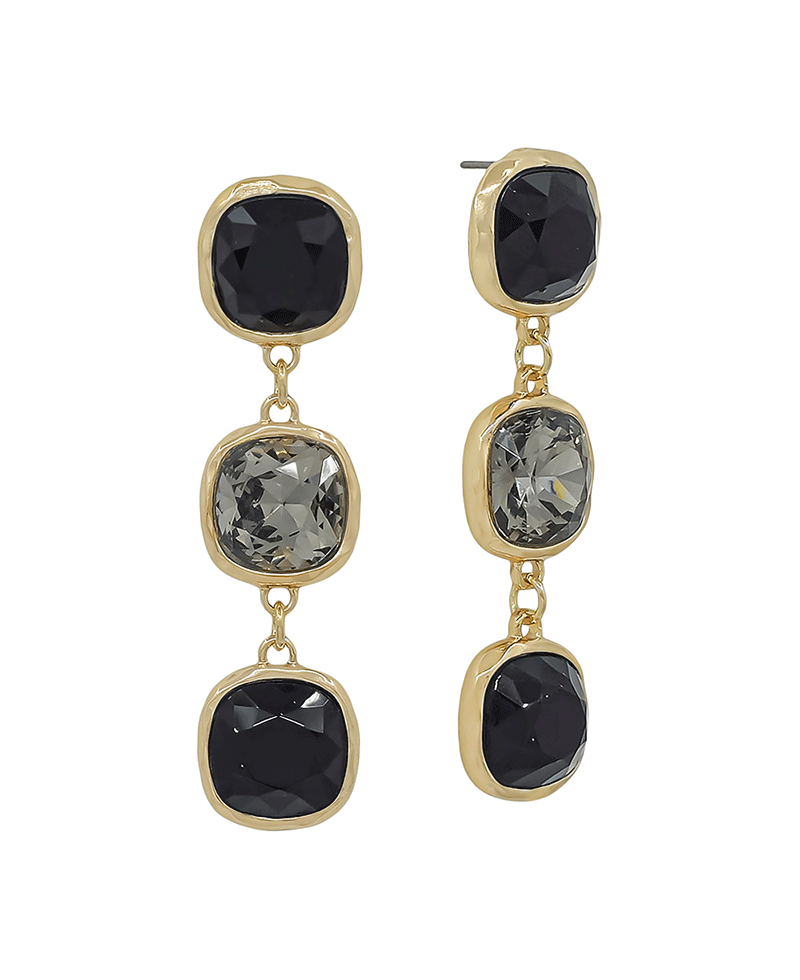 16mm Stone Color Mix 3 Drop Earring - 2.0"
