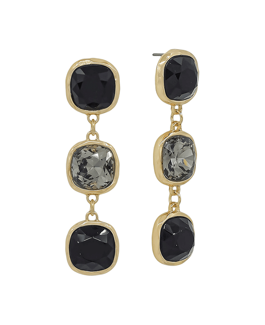 16mm Stone Color Mix 3 Drop Earring - 2.0"