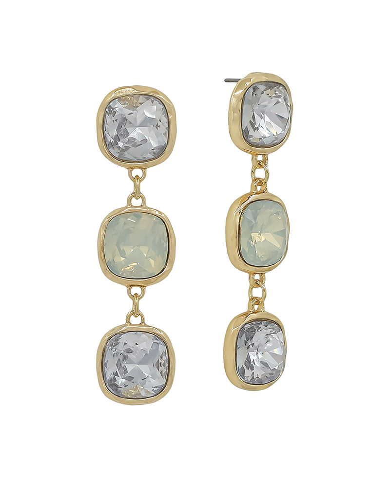 16mm Stone Color Mix 3 Drop Earring - 2.0"