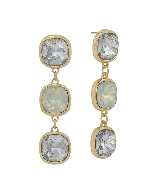 16mm Stone Color Mix 3 Drop Earring - 2.0"