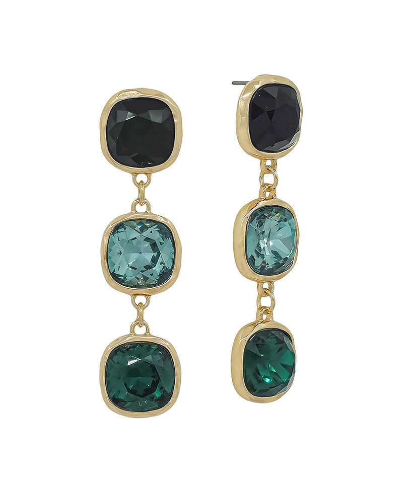 16mm Stone Color Mix 3 Drop Earring - 2.0"