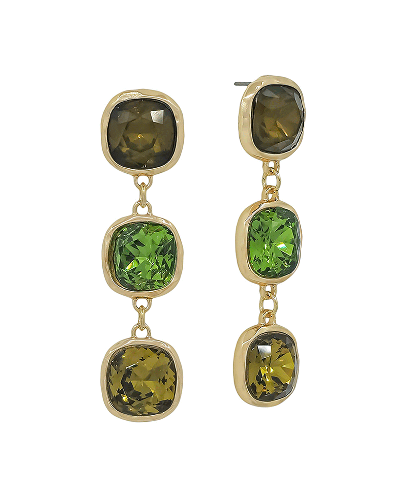 16mm Stone Color Mix 3 Drop Earring - 2.0"