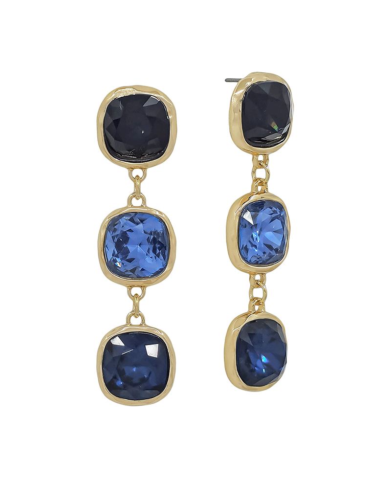 16mm Stone Color Mix 3 Drop Earring - 2.0"