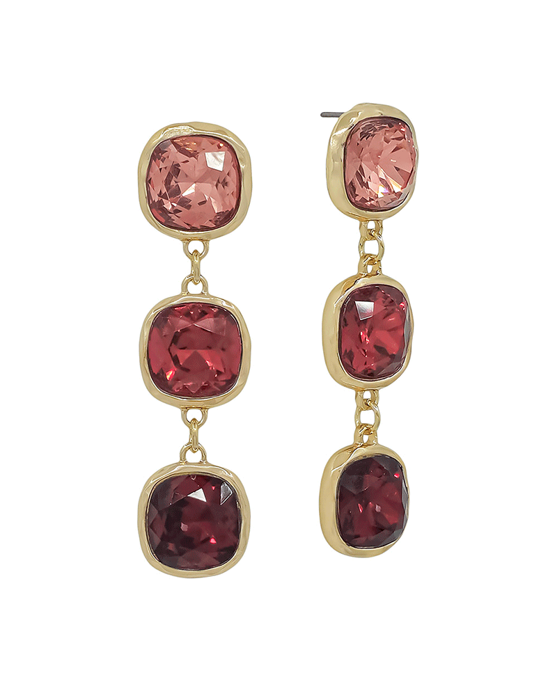 16mm Stone Color Mix 3 Drop Earring - 2.0"