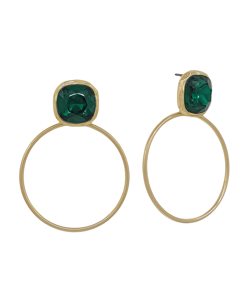 Faceted Stone Bezel Hoop Earring