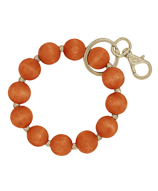 18mm Wood Beads & CCB Key Ring