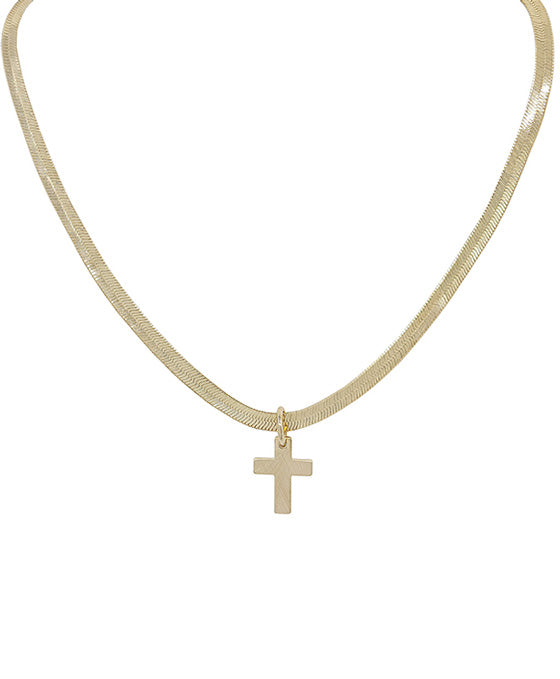 Snake Chain w/ Cross Charm Necklace