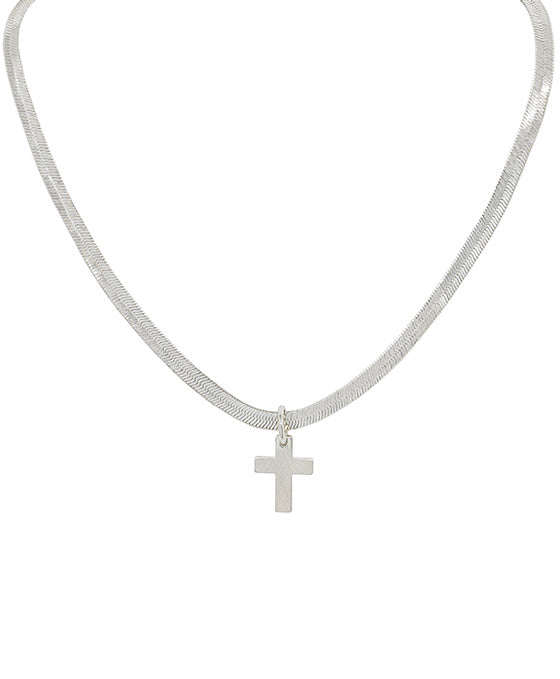 Snake Chain w/ Cross Charm Necklace