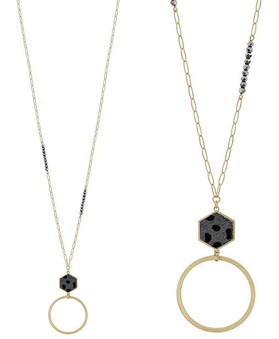 Hexagon Leopard Round Casting Necklace