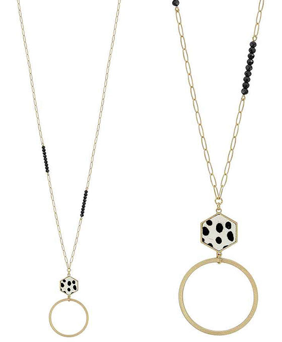 Hexagon Leopard Round Casting Necklace