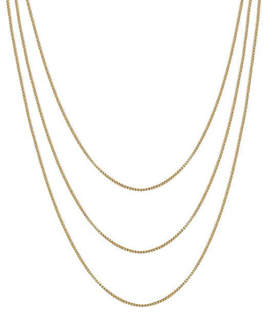 3 Layered Metal Box Chain Necklace
