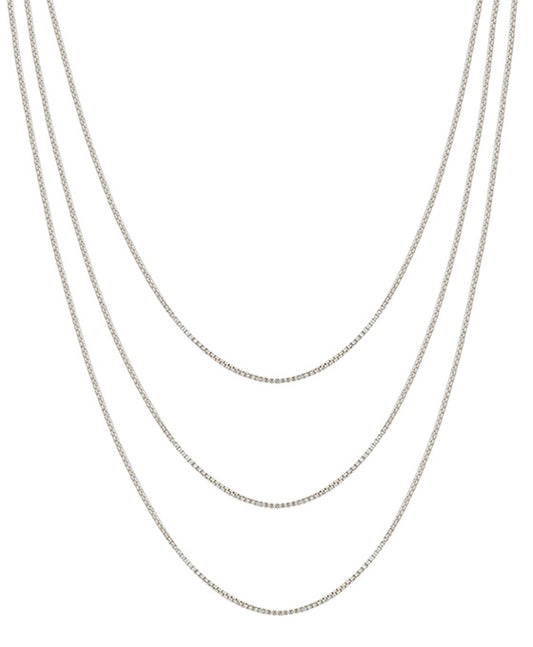 3 Layered Metal Box Chain Necklace