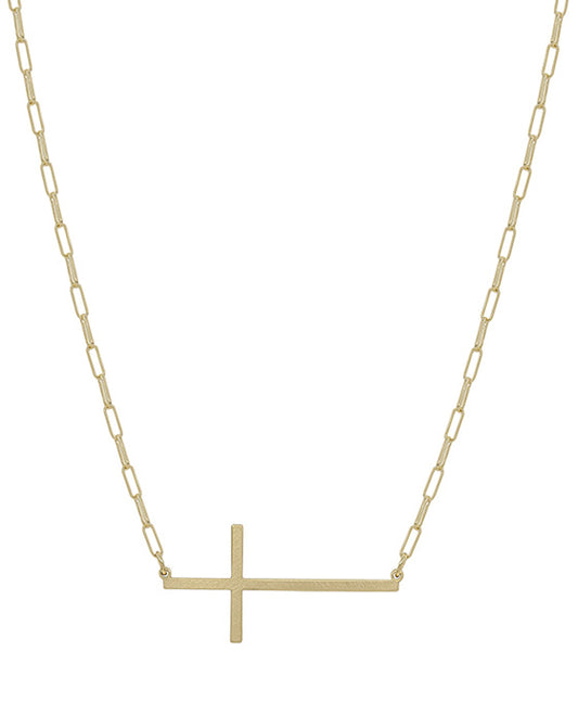 Cross Pendant w/ Clip Chain Short Necklace