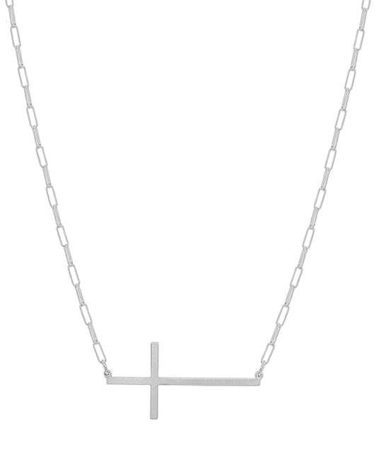 Cross Pendant w/ Clip Chain Short Necklace