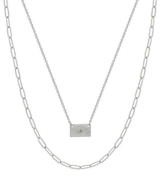 Evil Eye Pendant w/ Clip Chain Short Necklace