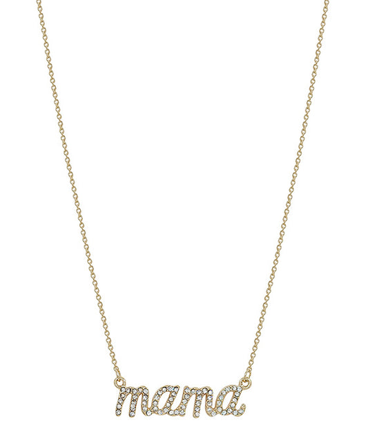 Mama Letter Pave Accent Short Necklace