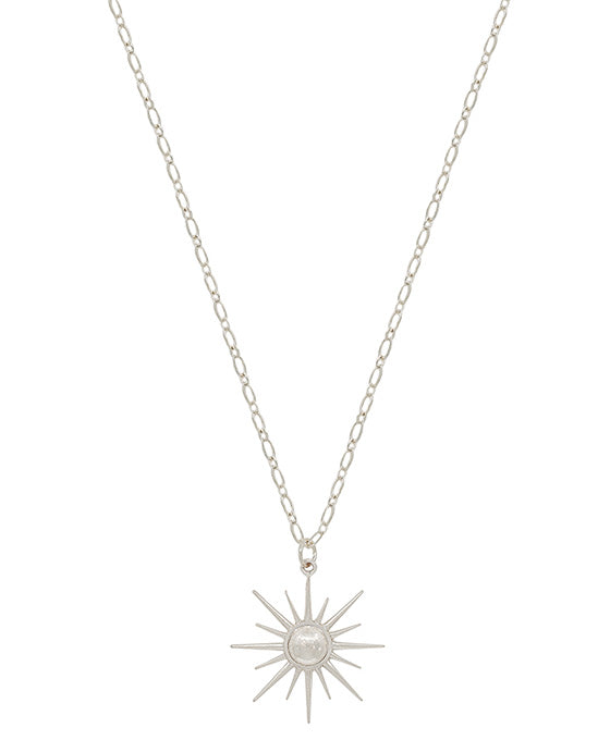 Sunburst Metal Pendant Short Necklace