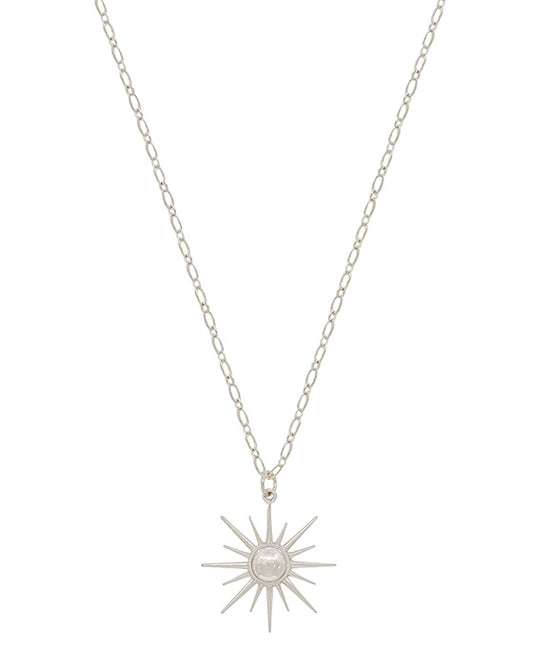 Sunburst Metal Pendant Short Necklace