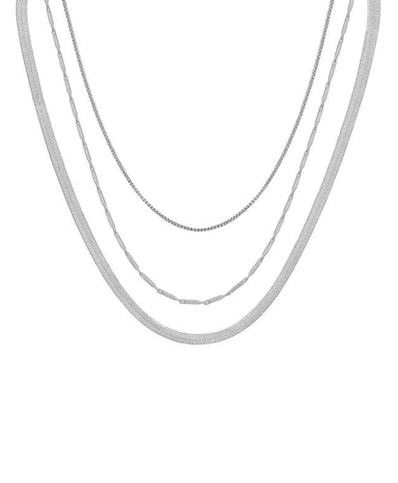 Snake Chain & Detail Chain 3 Layer Short Necklace