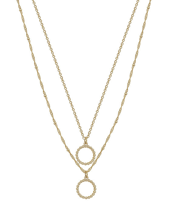 Dot Accent Double Layered Chain Short Necklace