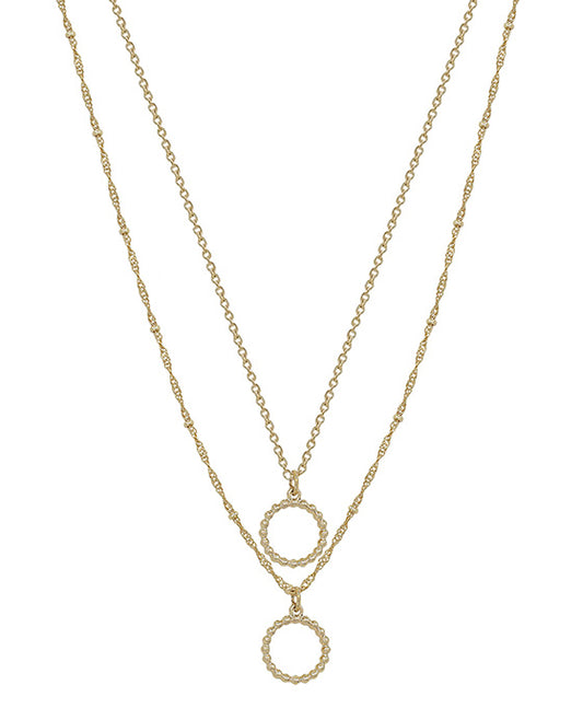 Dot Accent Double Layered Chain Short Necklace