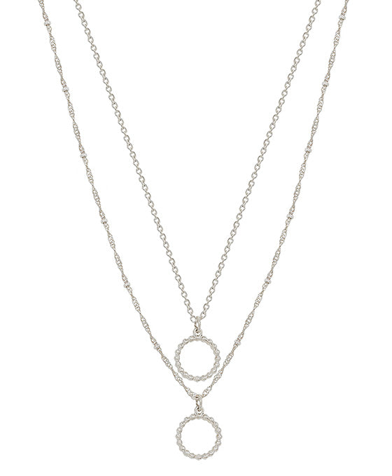 Dot Accent Double Layered Chain Short Necklace
