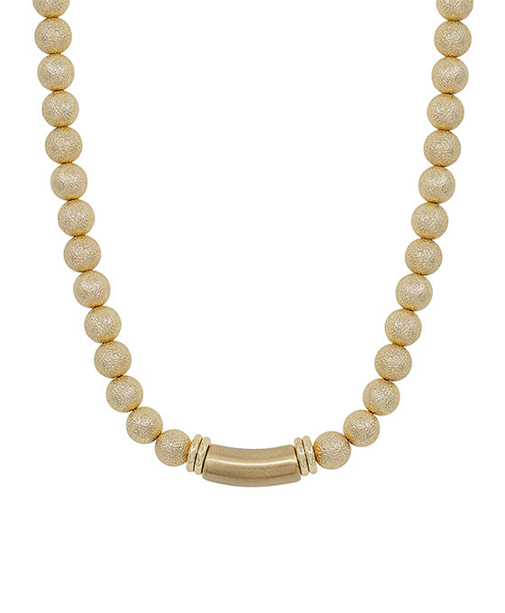 Pipe CCB Accent Satin Ball Short Necklace