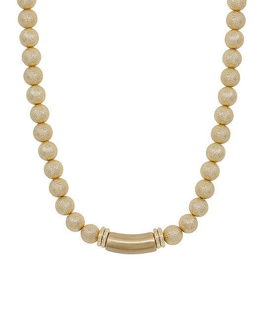 Pipe CCB Accent Satin Ball Short Necklace