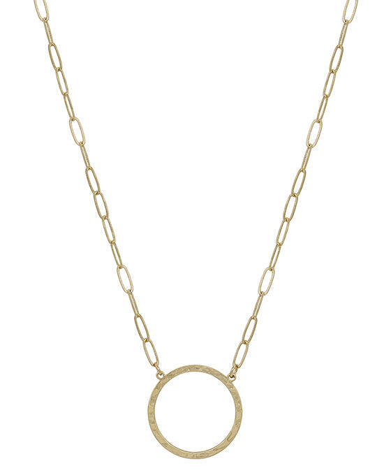 1.25 Inches Hammered Casting Pendant Short Necklace