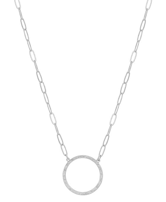 1.25 Inches Hammered Casting Pendant Short Necklace
