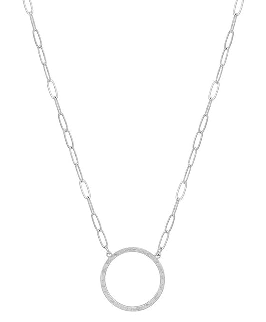 1.25 Inches Hammered Casting Pendant Short Necklace