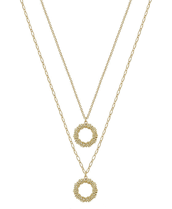 Round Texture 2 Layer Short Necklace