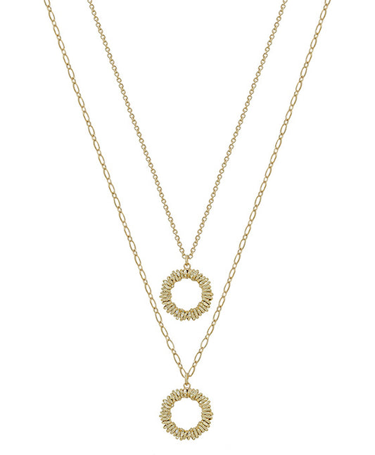 Round Texture 2 Layer Short Necklace
