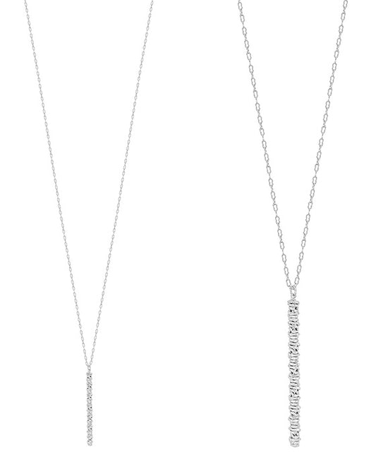 2 Inches Textured Metal Bar Necklace