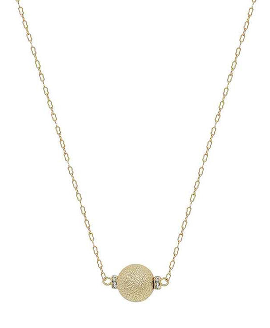 12mm Satin Ball w/ Pave Accent Short Necklace