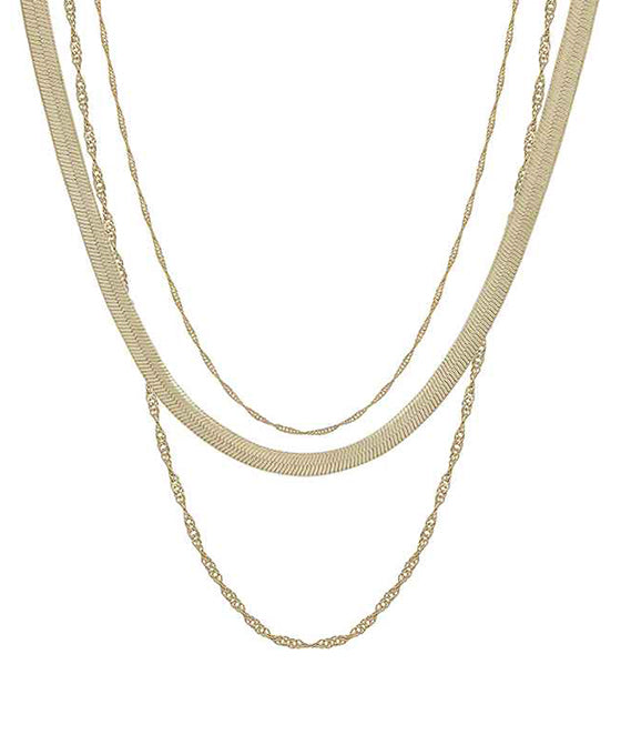 Triple Layered Snake Chain Short Necklace