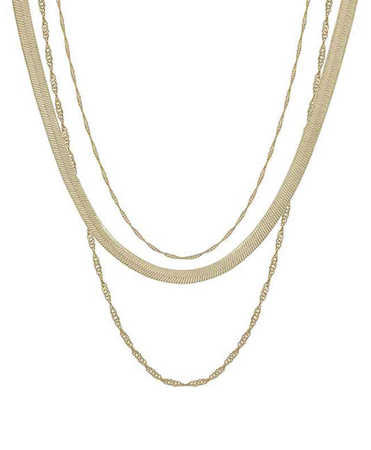 Triple Layered Snake Chain Short Necklace