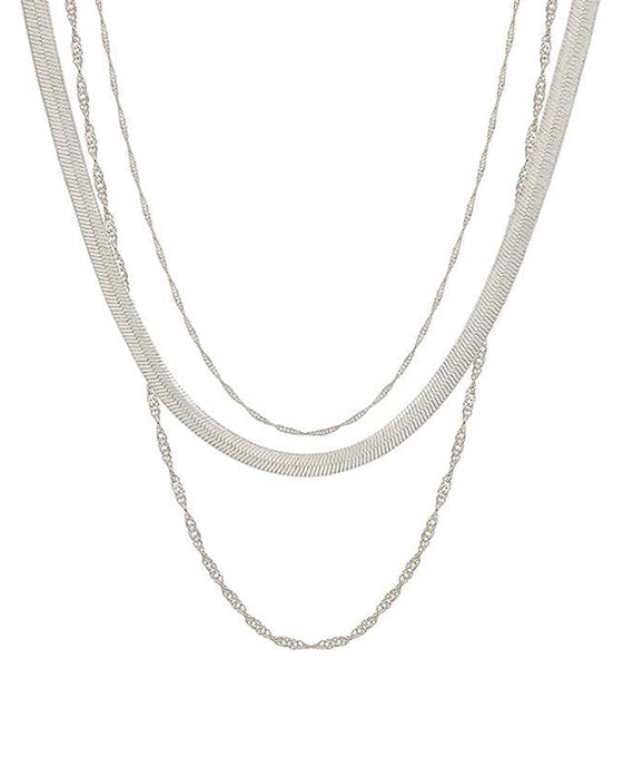 Triple Layered Snake Chain Short Necklace