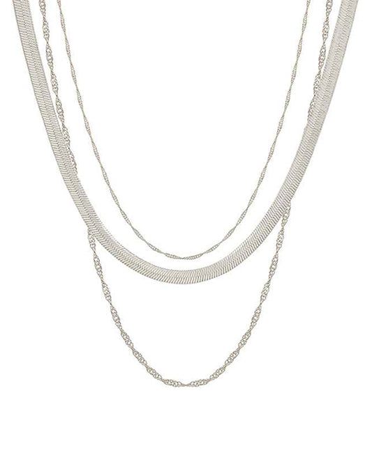 Triple Layered Snake Chain Short Necklace