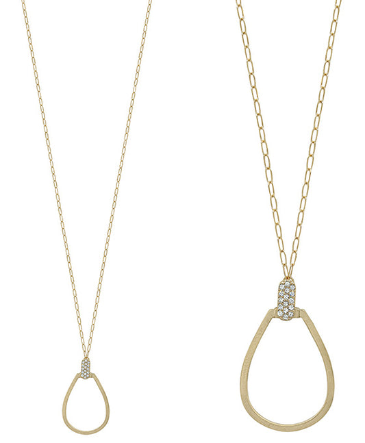 Teardrop Pave Accent Long Necklace