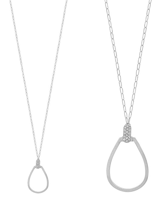 Teardrop Pave Accent Long Necklace