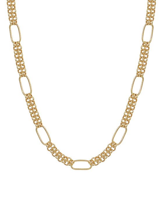 16 Inches Oval Accent Flat Chain Short Necklace