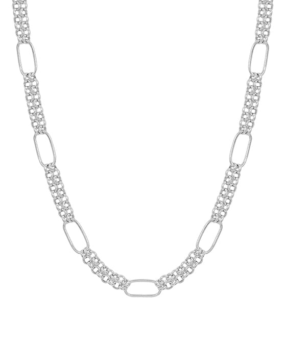 16 Inches Oval Accent Flat Chain Short Necklace